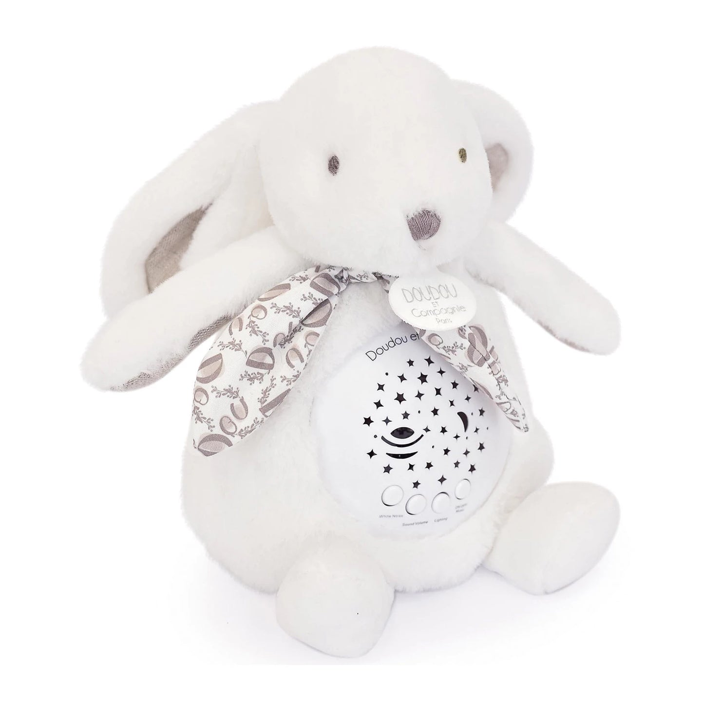 VEILLEUSE ÉTOILES ET MUSIQUE, LAPIN BLANC, 19 CM