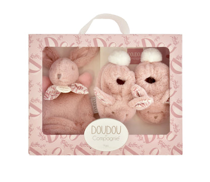 COFFRET CADEAU LAPIN ROSE, 0-6 MOIS