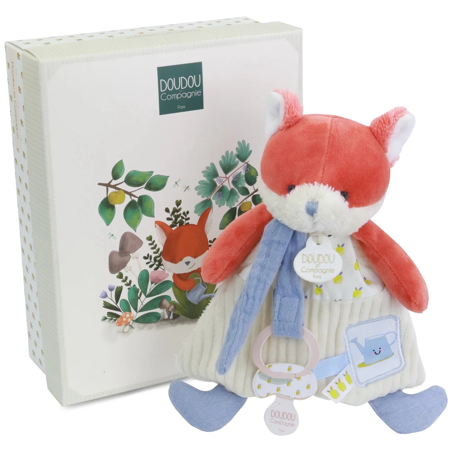 PELUCHE RENARD AVEC ATTACHE-SUCETTE 19 CM