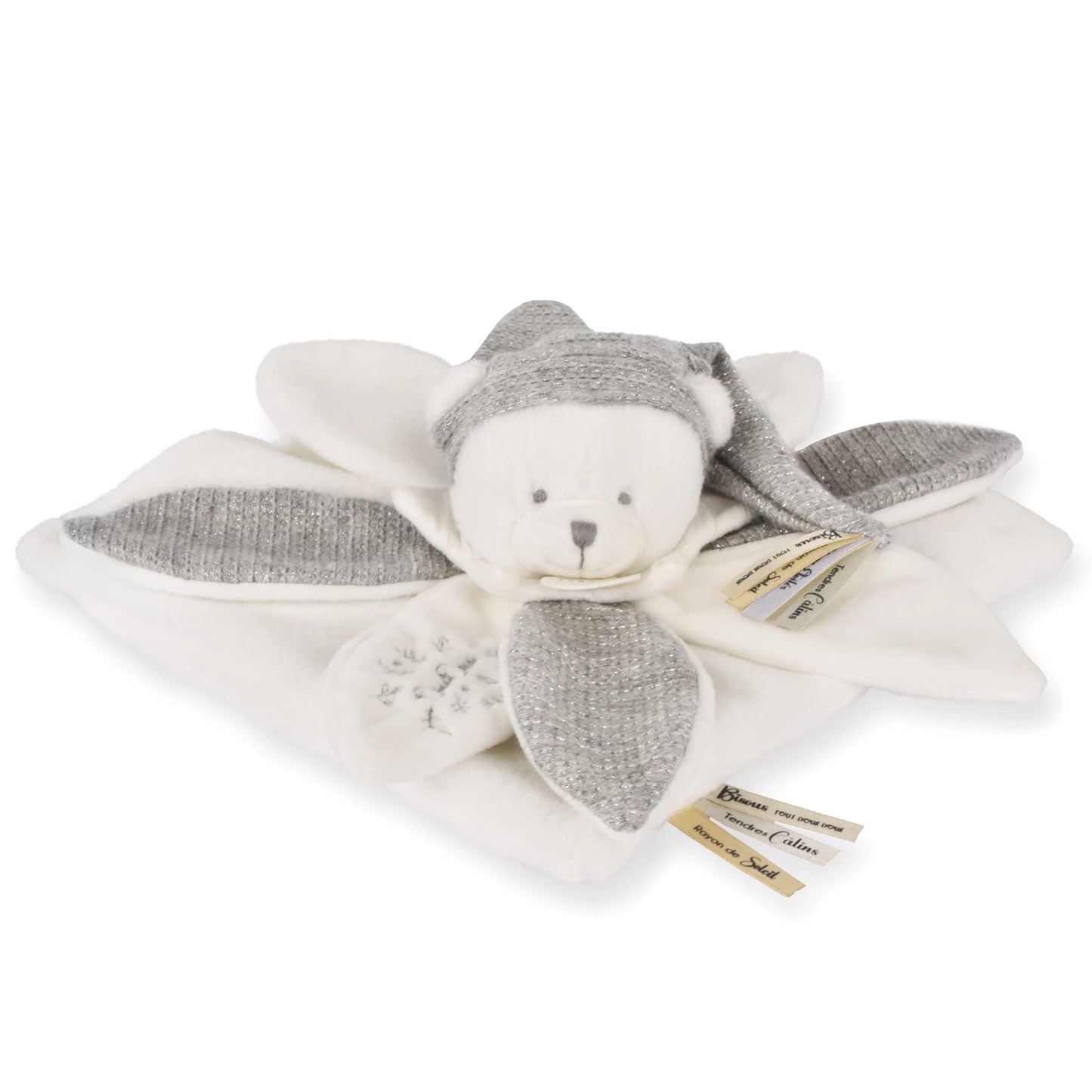 PELUCHE OURSON FLEUR ARGENT 25CM