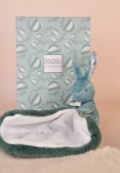 LAPIN AVEC COUVERTURE DOUCE, VERT SAUGE, 10 CM