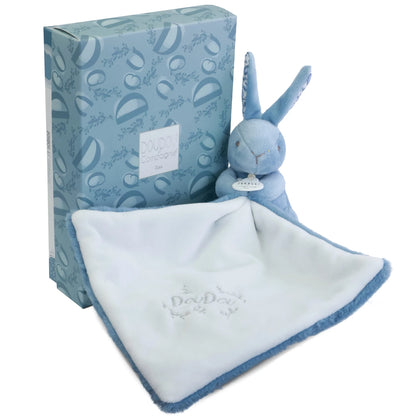 LAPIN AVEC COUVERTURE DOUCE, BLEU, 10 CM