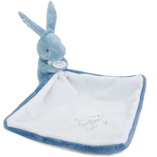 CONIGLIO CON COPERTA MORBIDA, BLU, 10 CM