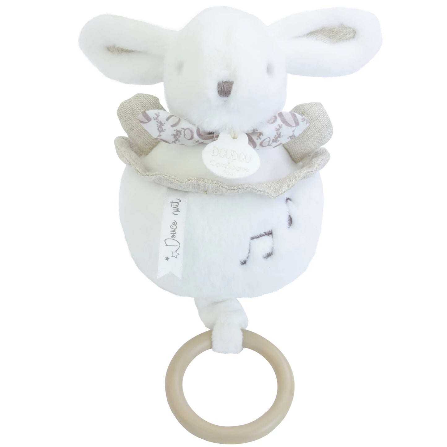 BOÎTE À MUSIQUE LAPIN, BLANCHE, 20 CM
