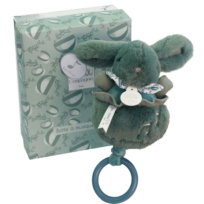 JOUET MUSICAL LAPIN, VERT SAUGE, 20 CM