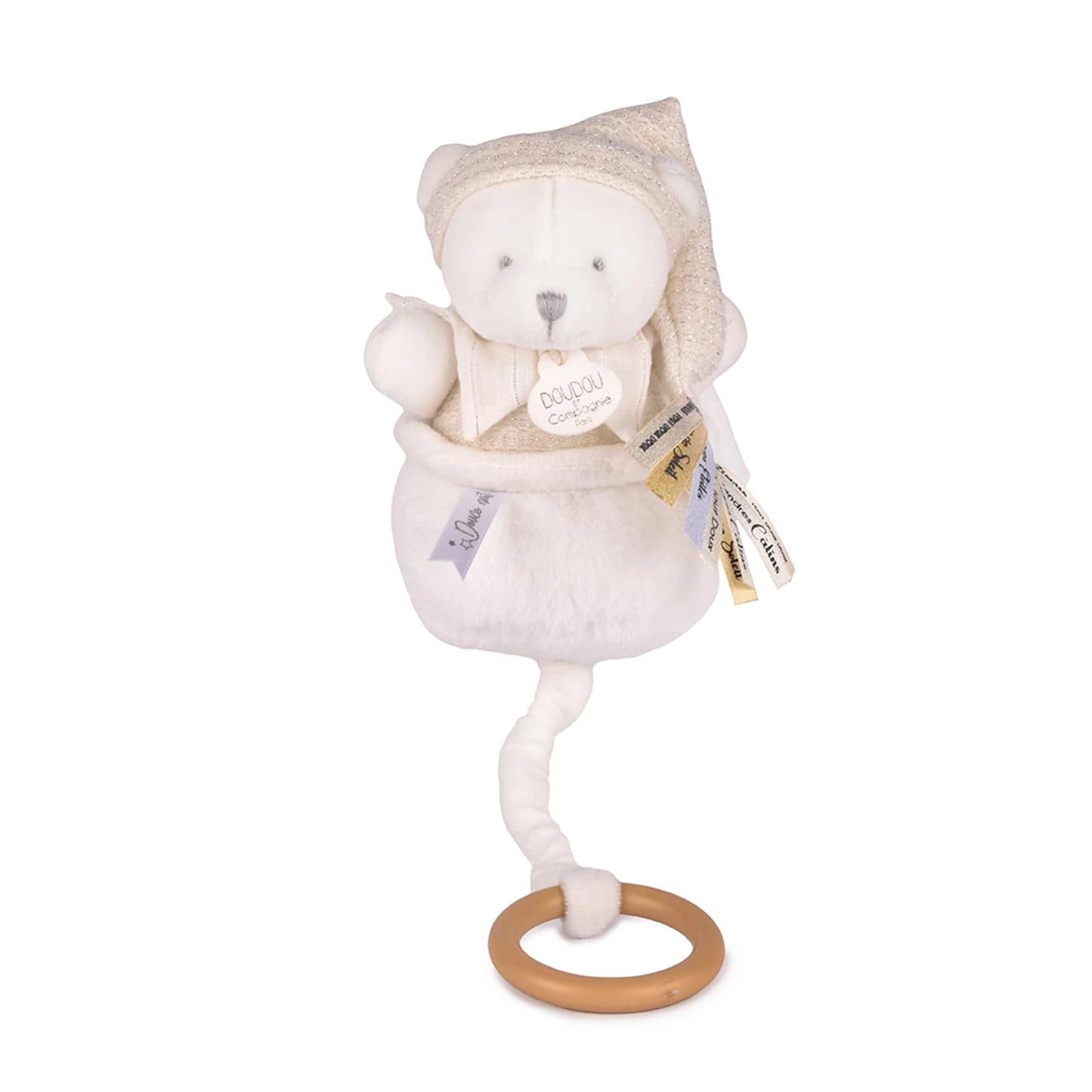 OURSON MUSICAL, BLANC, 20 CM