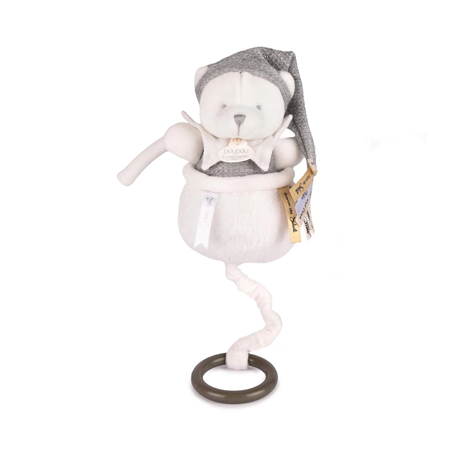OURSON MUSICAL, ARGENT, 20 CM