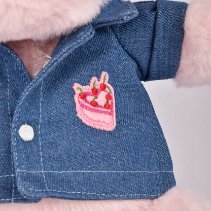 HIPPOPOTAME ROSE AVEC VESTE EN JEAN 20 CM