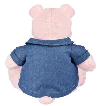 HIPPOPOTAME ROSE AVEC VESTE EN JEAN 38CM