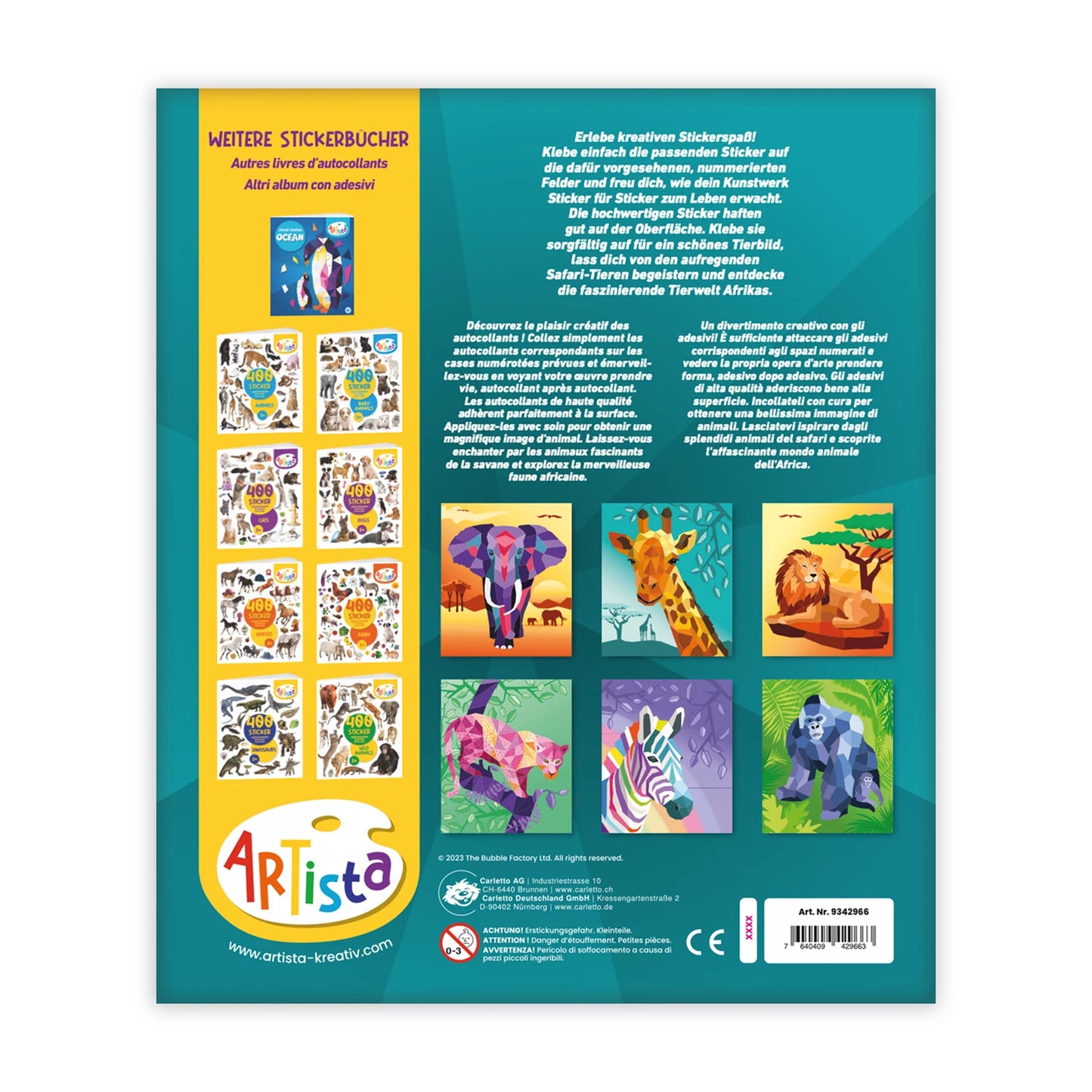 LIVRE DE COLORIAGE AVEC AUTOCOLLANTS SAFARI