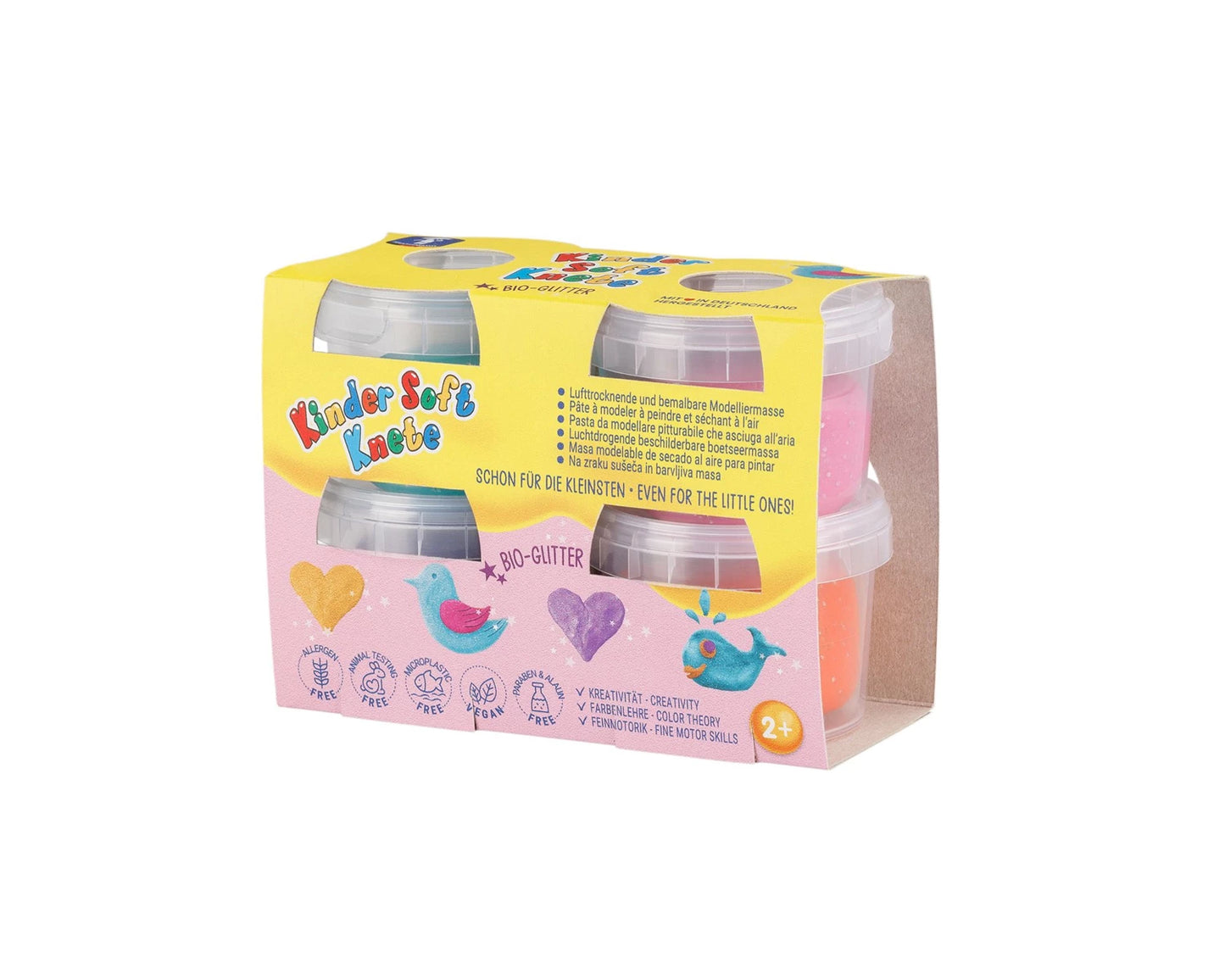 PÂTE À MODELER SOUPLE POUR ENFANTS, PAILLETTES ORGANIQUES, 4X80 G