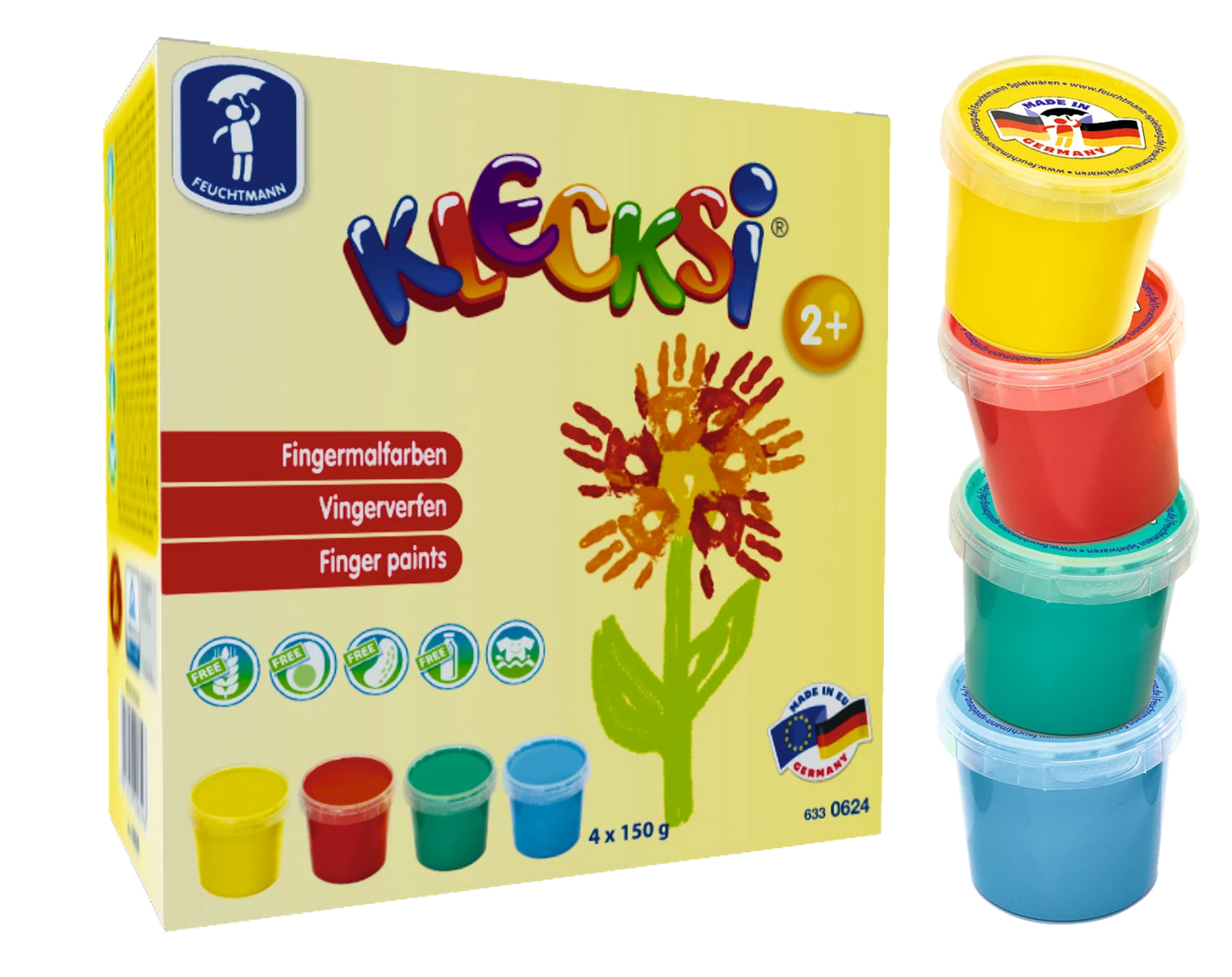 PEINTURES À DOIGTS DE BASE KLECKSI MINI 4X150G