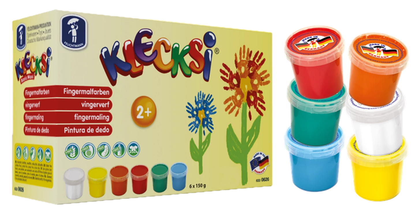 KLECKSI COULEURS À DOIGTS BASIC MAXI 6X150G