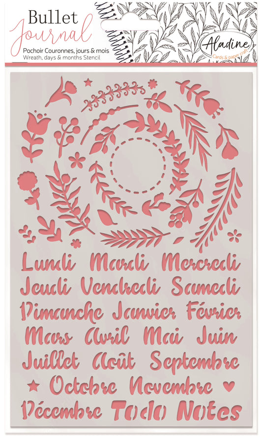 POCHOIRS POUR JOURNAL BULLET KRONEN, JOURS ET MOIS, FR.
