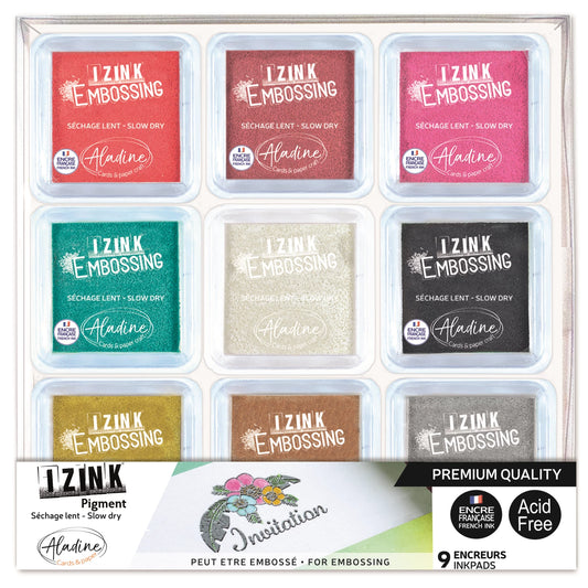 SET 9 ENCREURS IZINK EMBOSSING M PASTEL