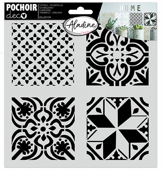 POCHOIR DÉCORATIF CARREAU CIMENT 20*20CM