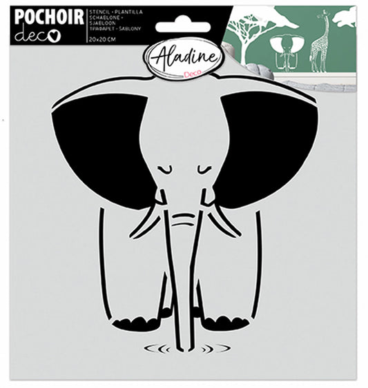 POCHOIR DÉCORATIF ÉLÉPHANT 20*20CM