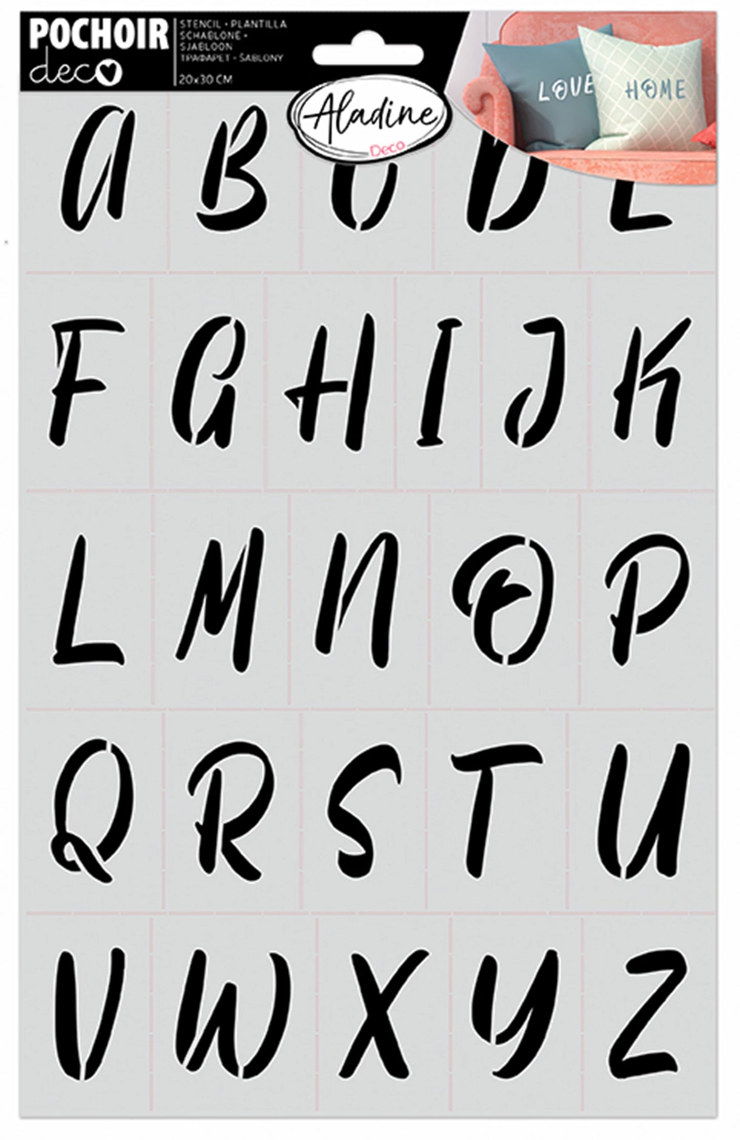 POCHOIR DÉCORATIF ALPHABET 3 20*30CM
