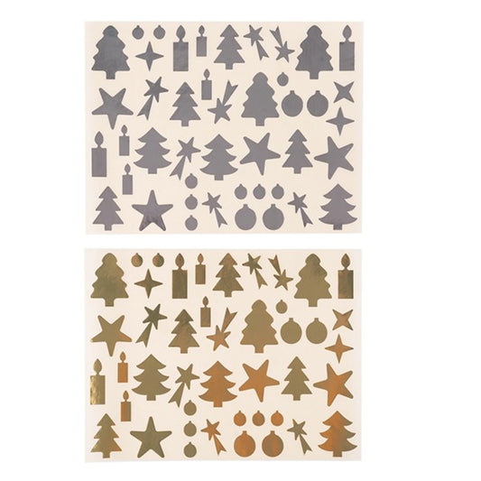 176 AUTOCOLLANTS DÉCORATIFS DE NOËL - OR ET ARGENT