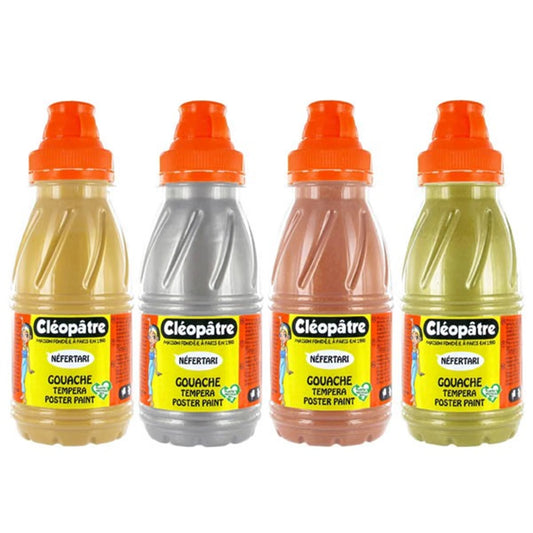 NÉFERTARI – TEMPERA A GOUACHE, 4 TONALITÀ METALLIZZATE, 250ML CIASCUNA