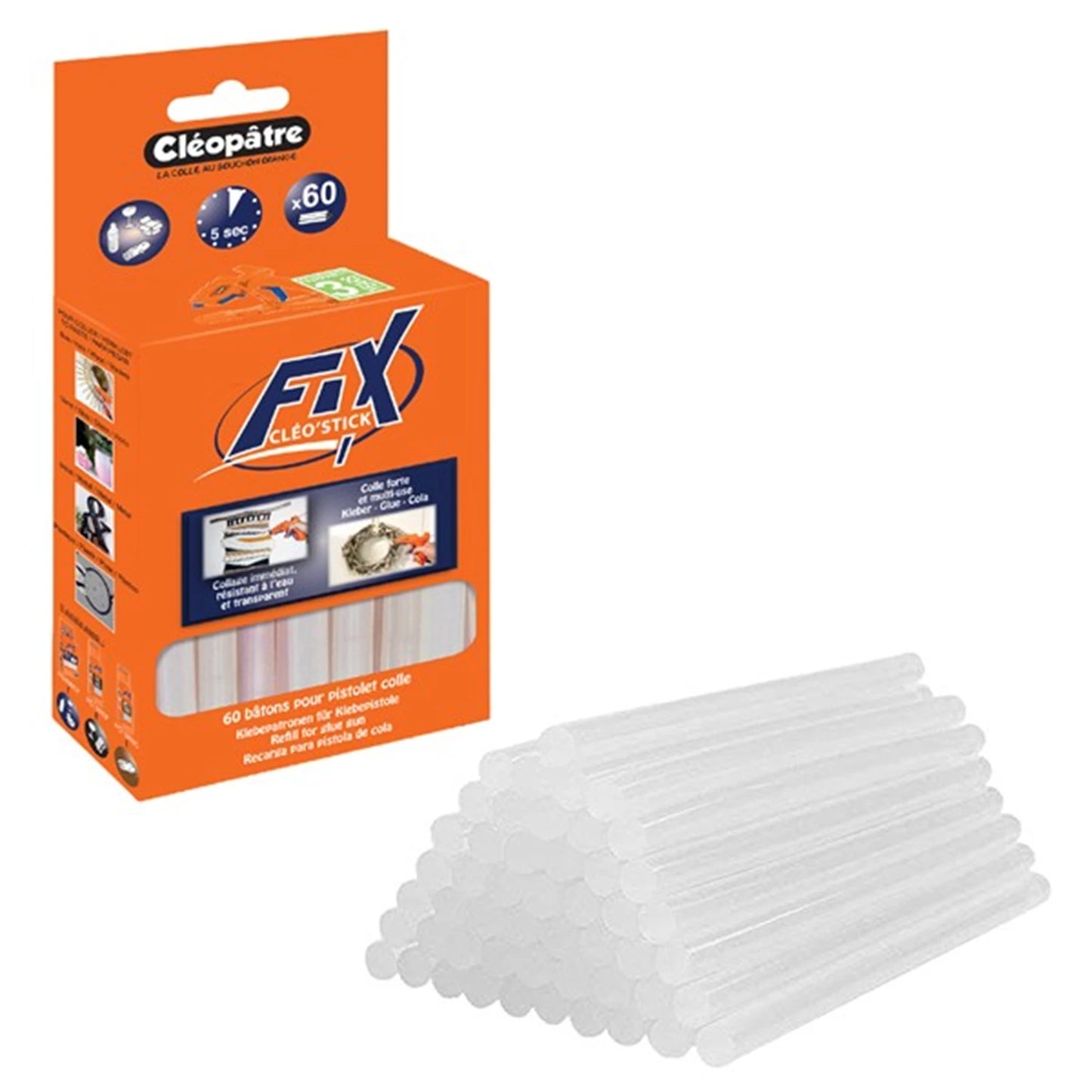 60 CARTOUCHES DE COLLE UNIVERSELLE CLEOSTICK POUR MINI PISTOLET EN UN