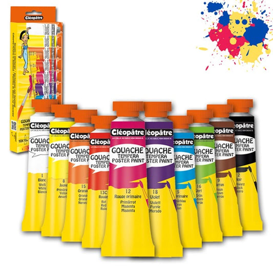 10 TUBES DE GOUACHE SOUS BLISTER, 10 ML CHACUN : BLANC PRIMAIRE