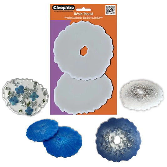 MOULE EN SILICONE RÉSINE TRANSPARENT POUR 2 GRANDES GÉODES