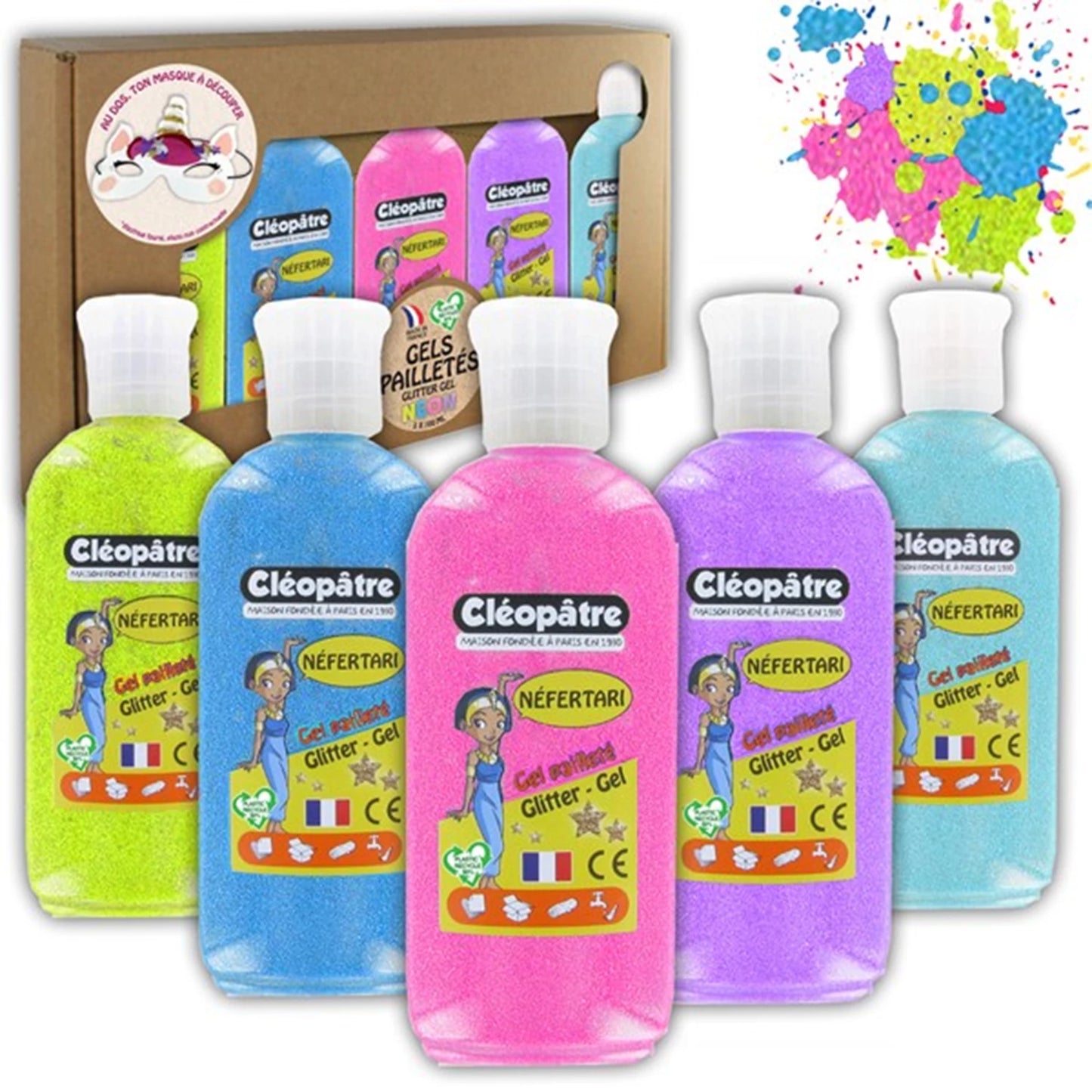 SCATOLA CON 5 FLACONI DI VERNICE GEL EFFETTO NEON 100 GR (ROSA E