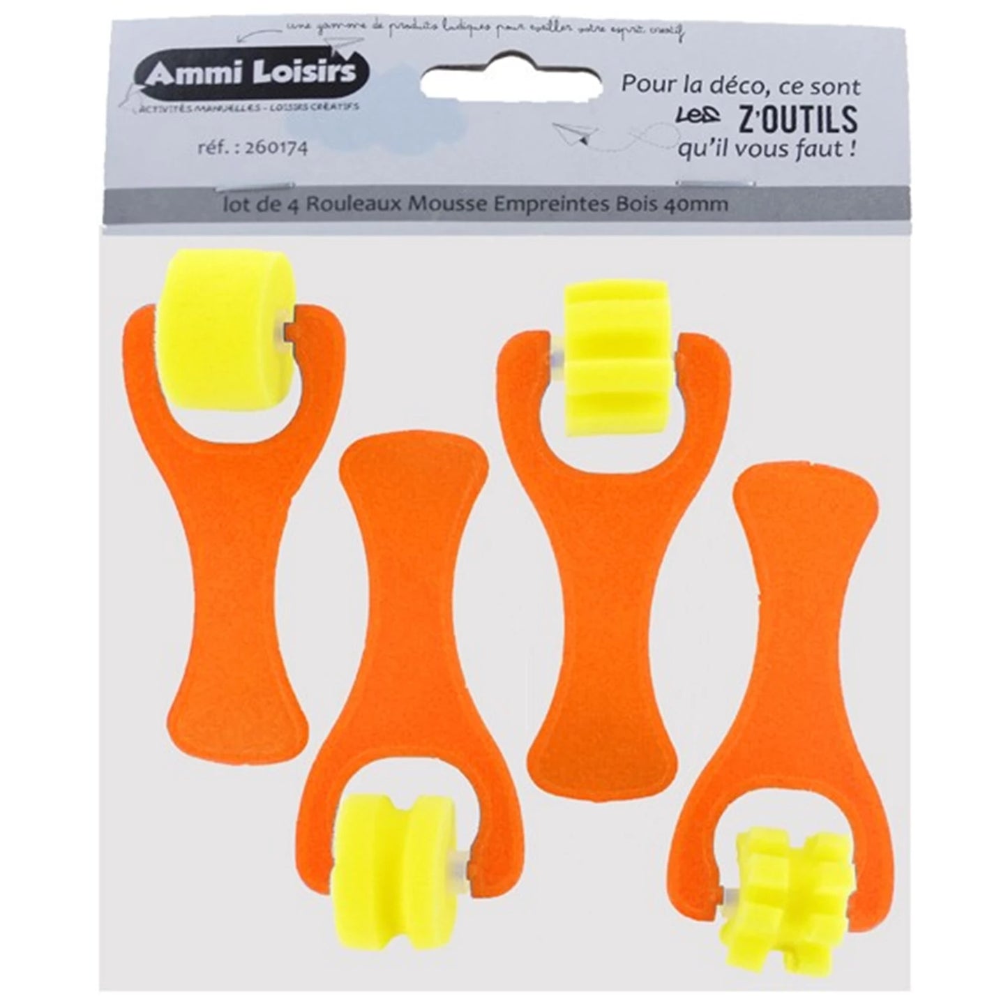 ENSEMBLE DE 4 ROULEAUX EN MOUSSE IMPRIMÉE DE 25 MM