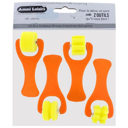 ENSEMBLE DE 4 ROULEAUX EN MOUSSE IMPRIMÉE DE 25 MM