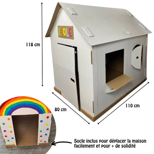 MAISON GEANTE EN CARTON BLANC A MONTER ET DECORER.