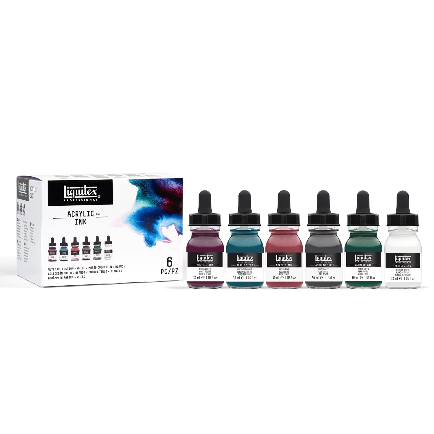 LQX PROF. INCHIOSTRO ACRILICO 6 X 30ML TONI SOFFIATI + BIANCO