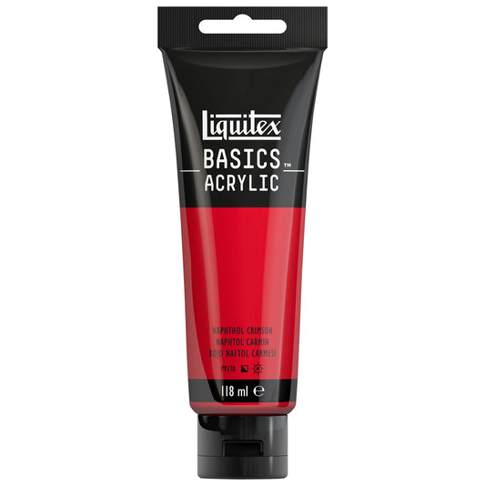 LQX BASICS COLORE ACRILICO TUBO DA 118 ML ROSSO NAFTO CARMINIO