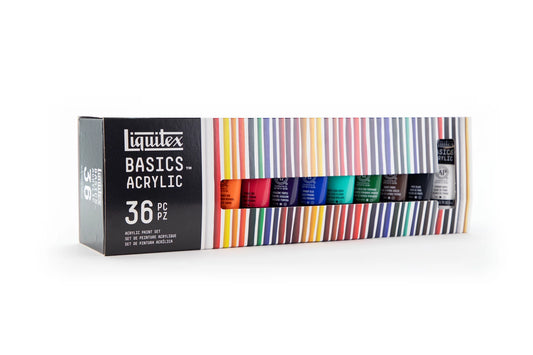 SET DI COLORI ACRILICI LQX BASICS 36 TUBI DA 22 ML