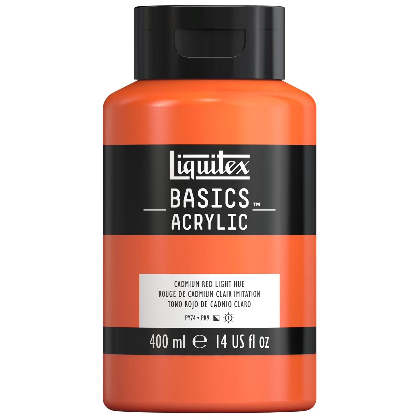 LQX BASICS COLORE ACRILICO FLACONE DA 400 ML COLORE ROSSO CADMIO CHIARO