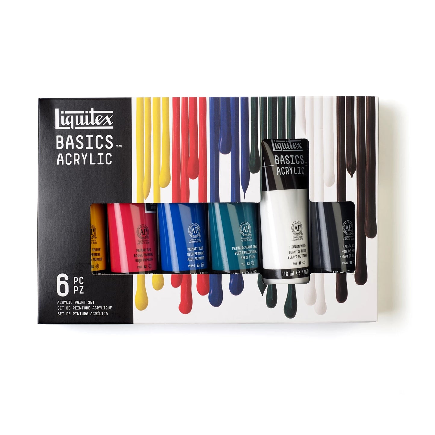 SET DI COLORI ACRILICI LQX BASICS 6 TUBI DA 118 ML