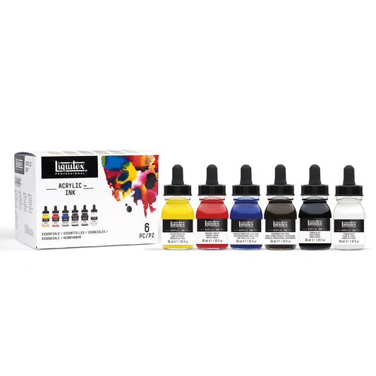 SET DI INCHIOSTRI ACRILICI LQX PROF. COLORI BASE 6 FLACONI DA 30 ML