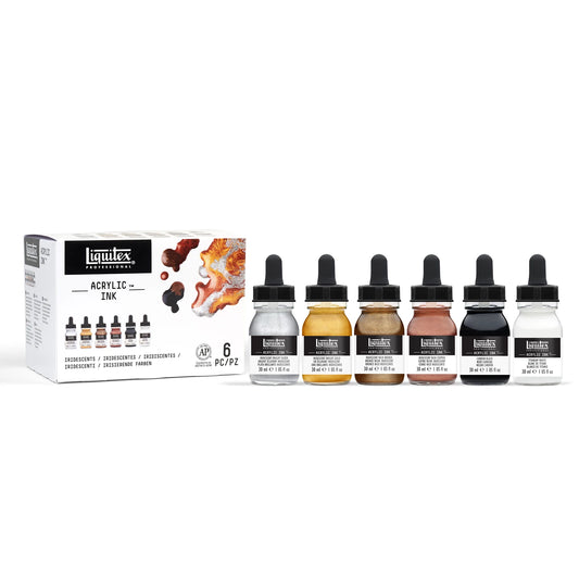LQX PROF. SET DI INCHIOSTRI ACRILICI METALLIZZATI 6 FLACONI DA 30 ML