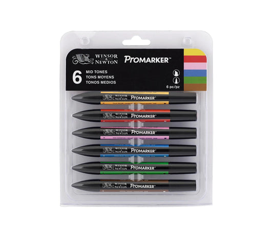 W&N PROMARKER SET DE 6 PIÈCES TEINTES MÉDIES