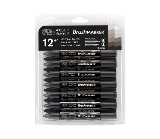 W&N PROMARKER BRUSH LOT DE 12+1 TONS NEUTRES