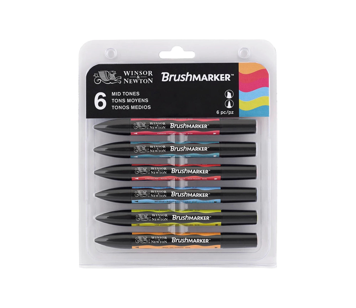 W&N PROMARKER BRUSH SET DE 6 PIÈCES TEINTES INTERMÉDIAIRES