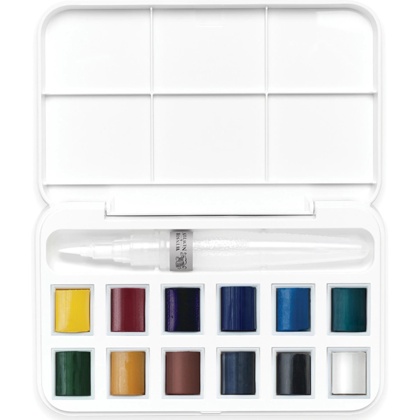 WINSOR&NEWTON - SET MIT 12 HALBEN NÄPFCHEN FÜR W&N COTMAN AQUARELLFARBEN. -