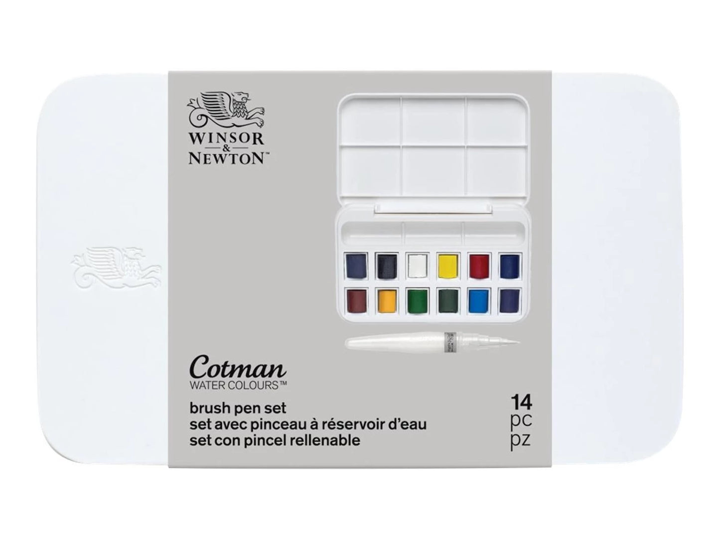 WINSOR&NEWTON - SET MIT 12 HALBEN NÄPFCHEN FÜR W&N COTMAN AQUARELLFARBEN. -