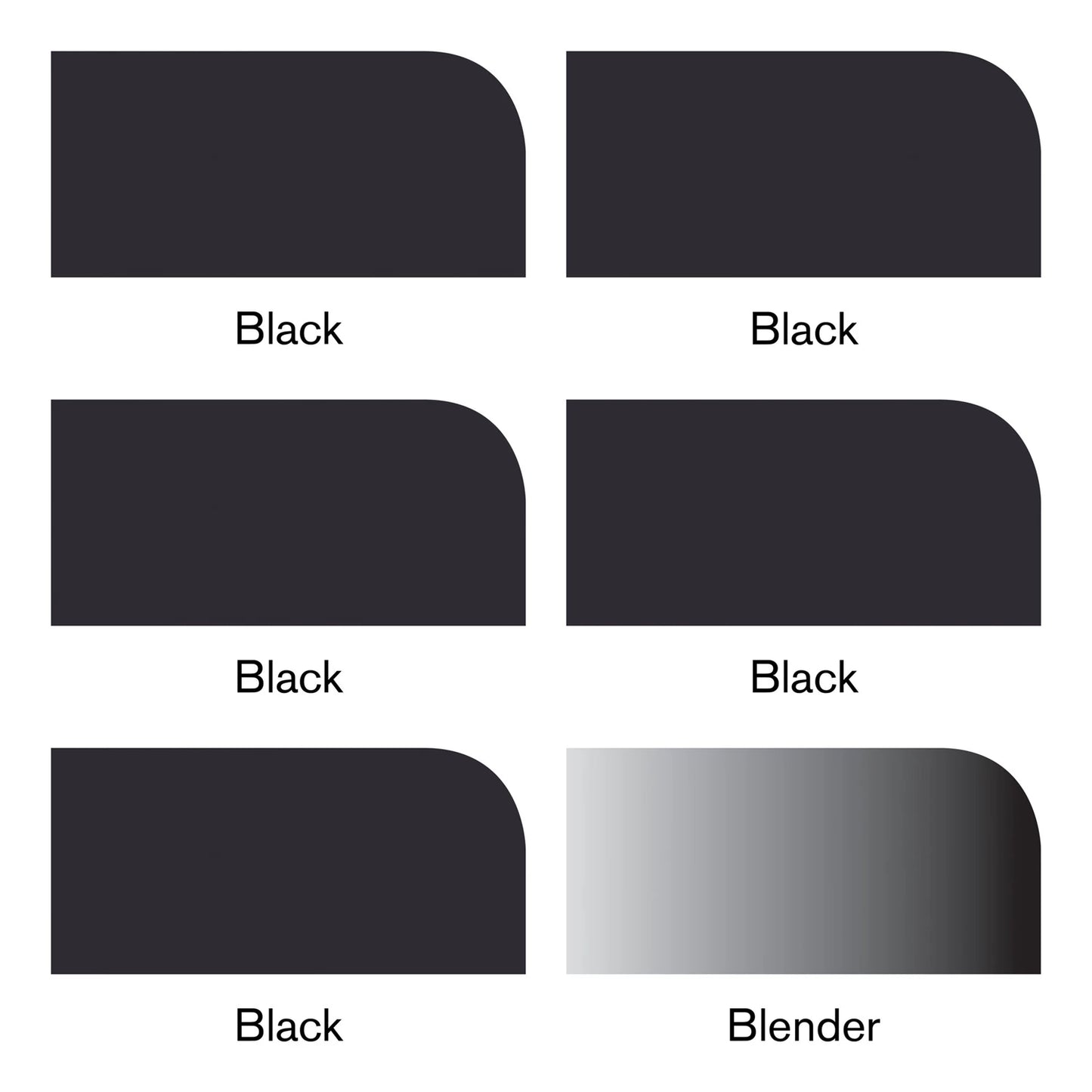 W&N PROMARKER SET DE 6 PIÈCES 5 NOIRS + BLENDER