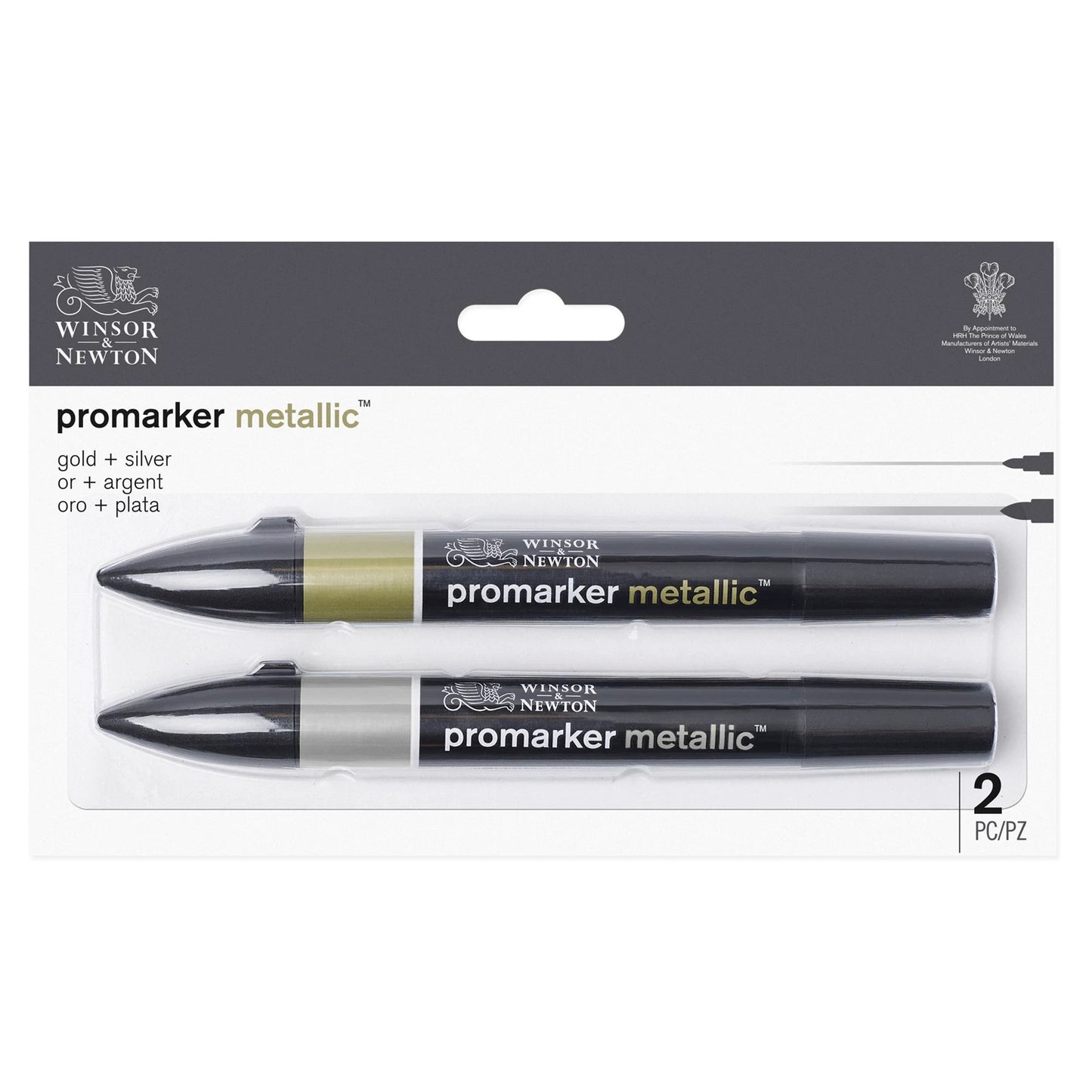 W&N PROMARKER METALLIC TWIN PACK OR ET ARGENT