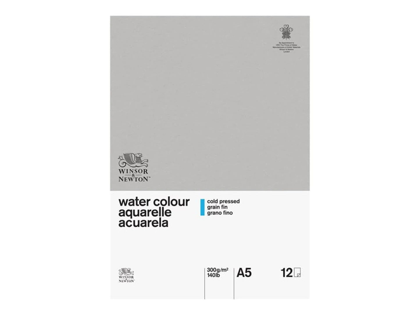BLOC AQUARELLE W&N, COLLÉ 4 CÔTÉS, 12 FEUILLES, 300 G/M², A5