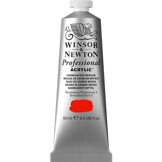 W&N PROF. COULEUR ACRYLIQUE TUBE DE 60ML ROUGE CADMIUM MOYEN