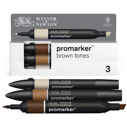 W&N PROMARKER SET 3 PIÈCES TEINTES MARRON