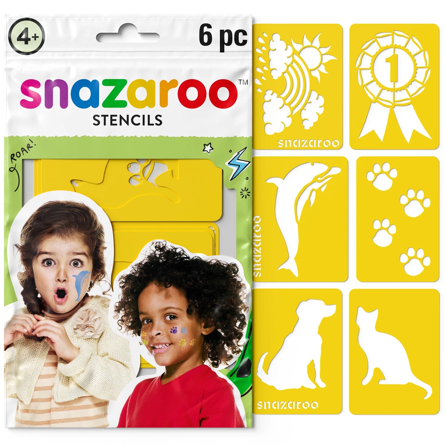 SNAZAROO 6 GEMISCHTE SCHMINKSCHABLONEN
