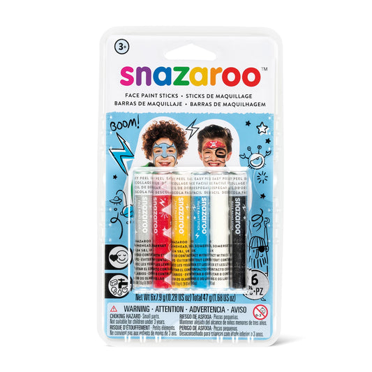 SNAZAROO 6 GESICHTSSCHMINKESTIFTE FÜR JUNGEN